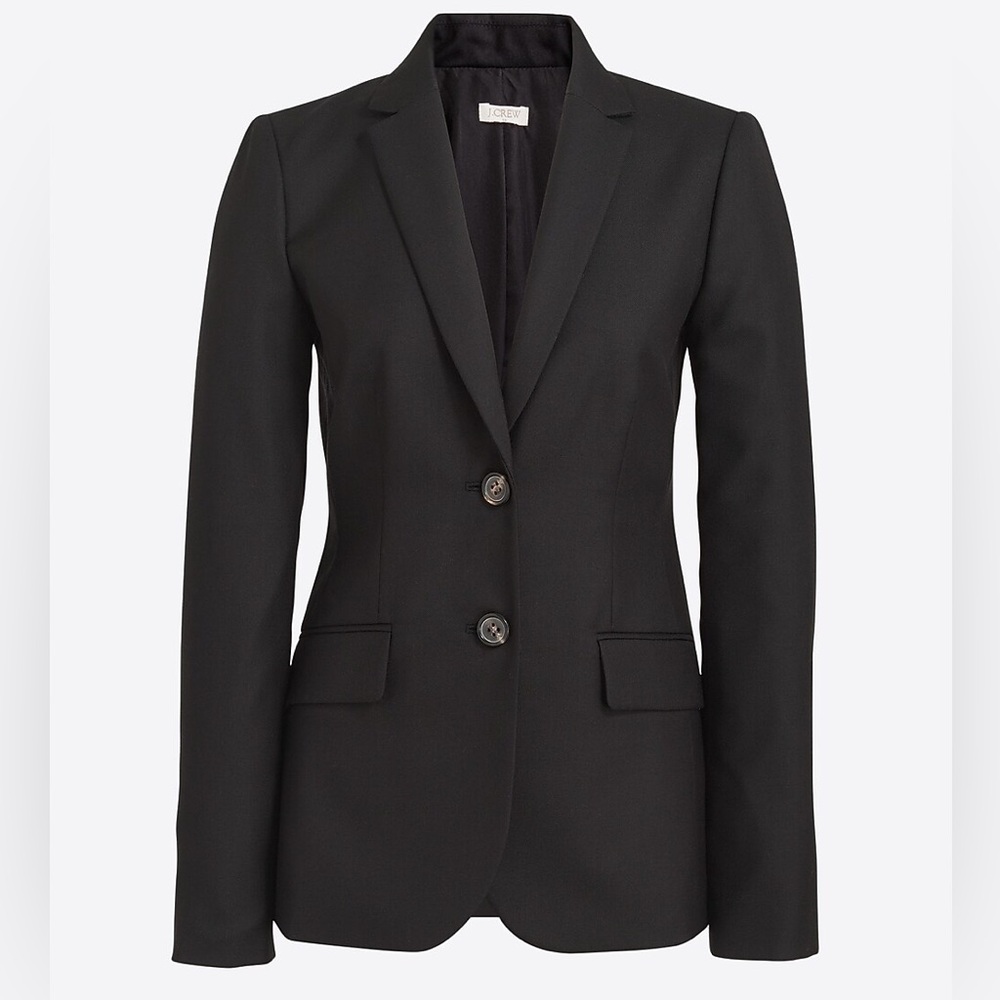 J. Crew Black Lightweight Wool Schoolboy‎ Button Front Blazer Size 6
